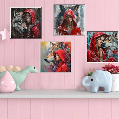Loisirs créatifs adultes diamond painting fille-loup pour évacuer le stress - 7