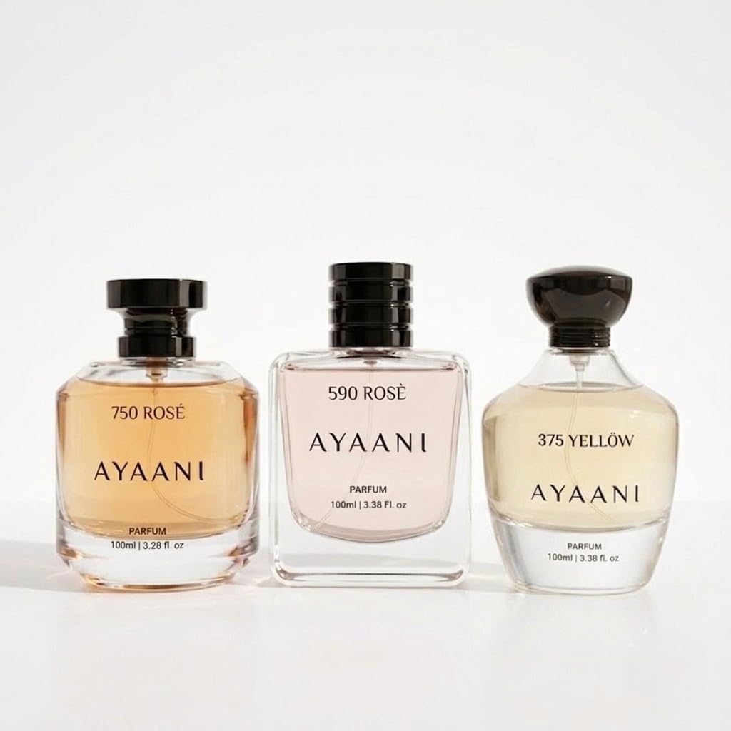 Ayaani Luxury Rosé & Yellow Collection Perfume Gift Set for Women & Men | Includes 375 Yellow, 590 Rosé & 750 Rosé Premium Long Lasting Parfum | Citrus, Floral, Rose, Amber, Vanilla & Woody Notes | 3 x 100ml Perfume Combo Pack-image-10