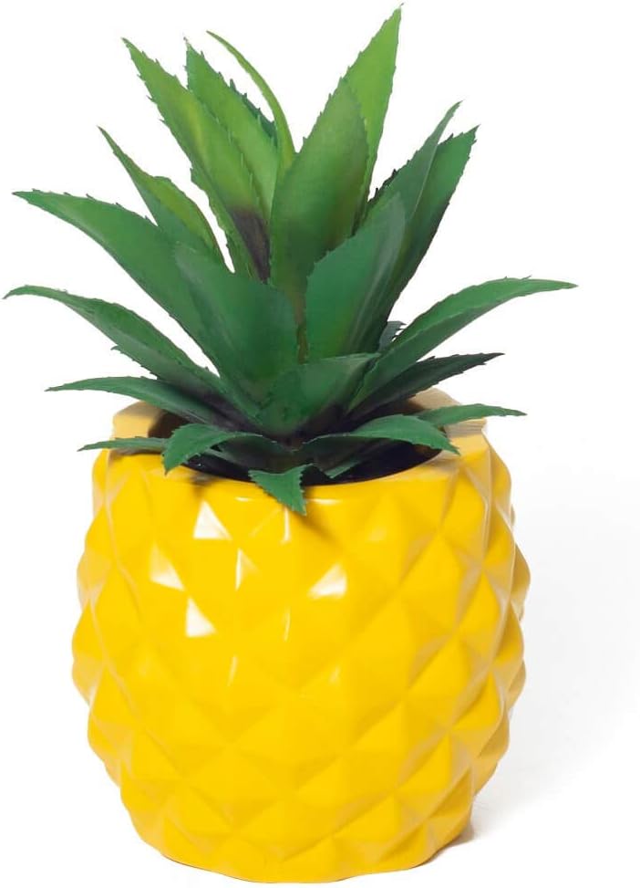 Artificial Succulent Potted Pineapple Decor - Fake Pineapple Home Office Kitchen Table Decoration (Yellow)