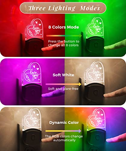 Lohas Night Light Plug In, Birthday Gifts For Him, Dusk To Dawn, Multi-Color Changing Night Lamp, Gift For Her, Mum, Girls, St. Patrick's Day Decorations, 1 Pack #TOP4
