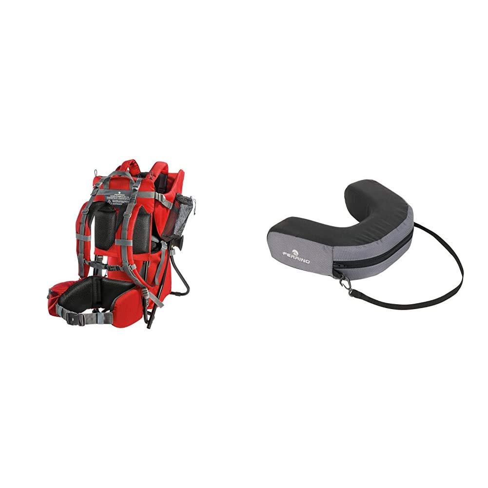 Ferrino Caribou, Porta bimbo, Bambino, Rosso, 6-24 mesi & Baby Carrier, Cuscino da Collo Bambino, Nero