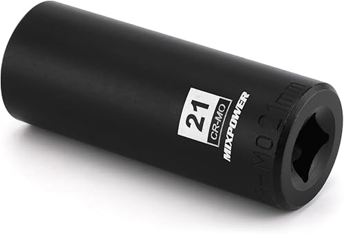 Miniatura 14 de MIXPOWER Enchufe de impacto profundo de 1/2", CR-MO, 1.417 in, métrico, 6 puntos, tuerca de eje de grado de impacto para una fácil extracción