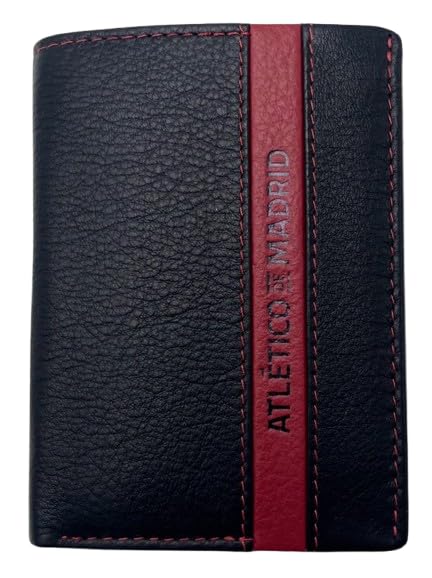 Atletico de Madrid Cartera Oficial, Piel Negra con Franja Roja,...