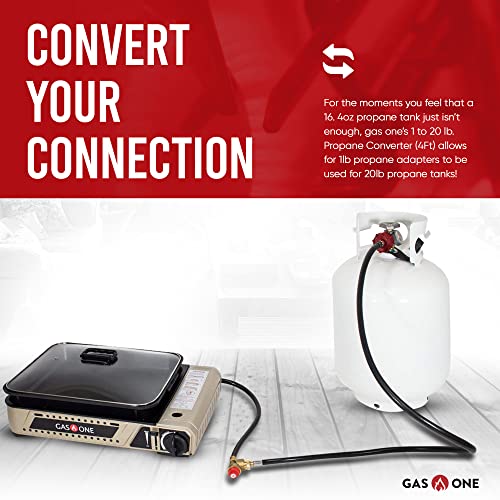 Gas One 4 Ft Propane Hose 1Lb To 20Lb Adapter Hose - 16.4 Oz To 20 Lb Propane Tank Qcc1/ Type 1 - Allows 5+Lb Propane Tanks #TOP4