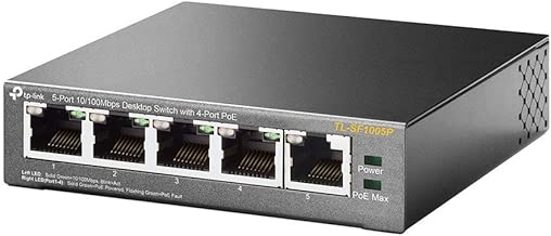 TP-Link 5 Port PoE Switch | Fast Ethernet Unmanaged | 4 PoE Port 57W | 802.3af Compliant | Shielded Ports |Traffic Optimization | Plug and Play | Sturdy Metal (TL-SF1005P) - coolthings.us