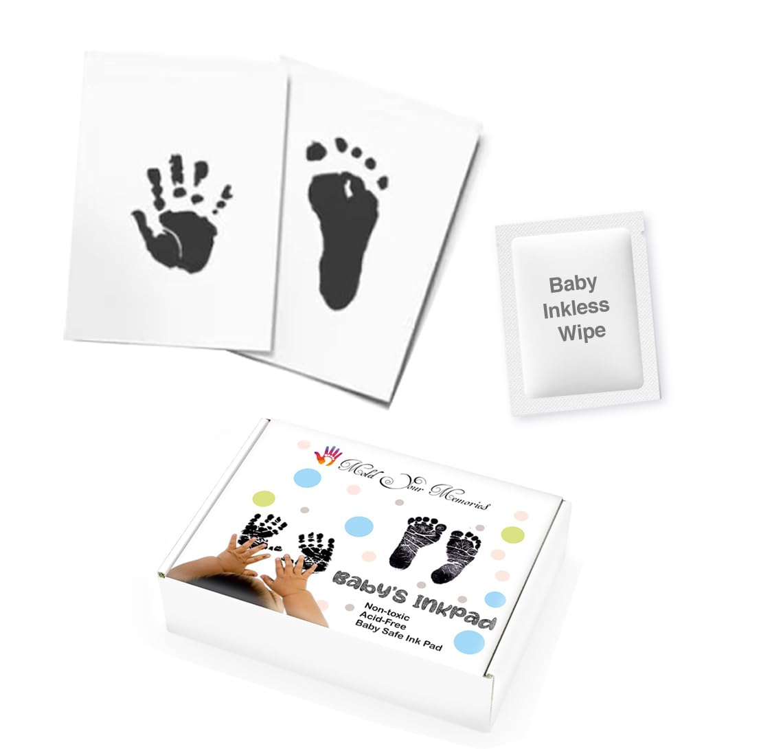 Mold Your Memories Magic Inkless Wipe for baby handprint and foot print. Baby ink hand impression and foot impression for 0-6 Month old baby .(1 wipe 2 Imprint Paper BALCK) Mold Your Memories Magic Inkless Wipe for baby handprint and foot print. Baby ink hand impression and foot impression for 0-6 Month old baby .(1 wipe 2 Imprint Paper BALCK)