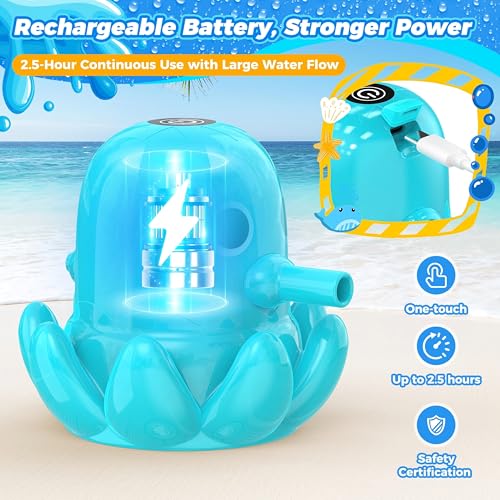 Image of Water Table Pump, Continuous Flow Rechargeable Magnetic Octopus Pump, Battery Powered No Drill Installation, Non-Stop Fun Summer Outdoor Water Toys, Water Play Accessories for Kids Toddlers, Green