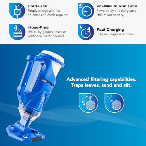 Image of POOL BLASTER Catfish Gen 2 Cordless Rechargeable Spa & Hot Tub Vacuum | Spa vacuum for hot tubs & spot cleaning small above ground pools, 45 minute runtime, compatible with standard 1.25 inch poles