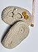 Handmade Baby Booties, Crochet Infant Shoes with Pearl Buttons and Yellow Bow, 0-3 Months, Beige