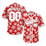 Maillot Personnalisé pour Homme Femme Enfant, Maillot de Football Américain Personnalisé Noël avec Nom Numéro L'équipe, S-7XL Rouge