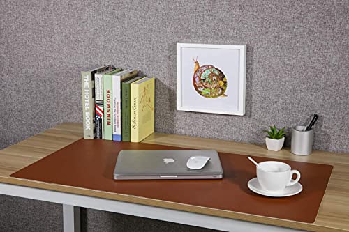 Image of Desk Pad, PU Leather Office Desk Mat, Dual Side, Ultra Thin, Extra Large, Waterproof Desk Blotter, Laptop Mouse Pad Table Protector for Office and Home (Brown + Gray)