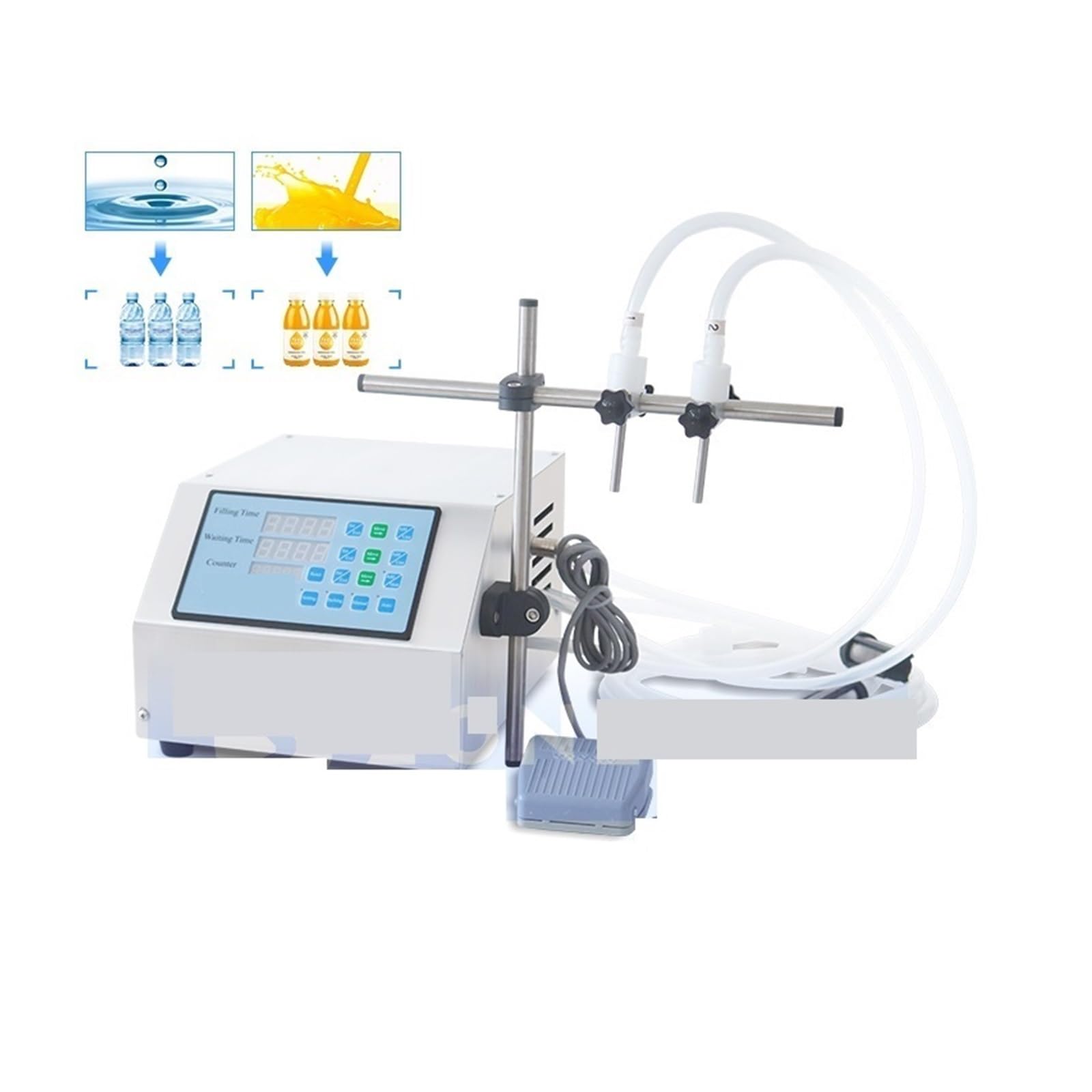 CUDTAPI - Liquid Filling Machine Semi-automatic Double Nozzles Beverage Juice Perfume Vial Water 50-4000ml Bottle Filler Liquid Paste Filling Machine