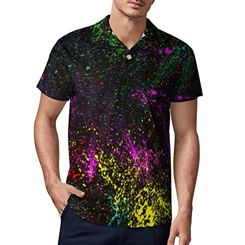Colorful Paint Splatters Men's Polo Shirt Short Sleeve Print T