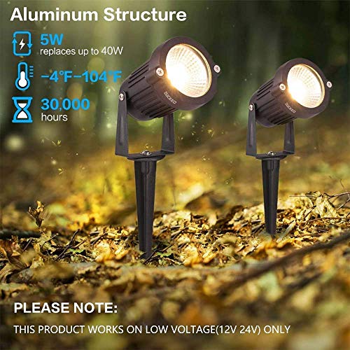 Zuckeo Low Voltage Landscape Lights 5W Led Landscape Lighting 12V 24V Outdoor Spotlights Waterproof Garden Decorative Landscaping Warm White Lights For Patio Garden Pathway Flood Yard Decor(6 Pack) #TOP1