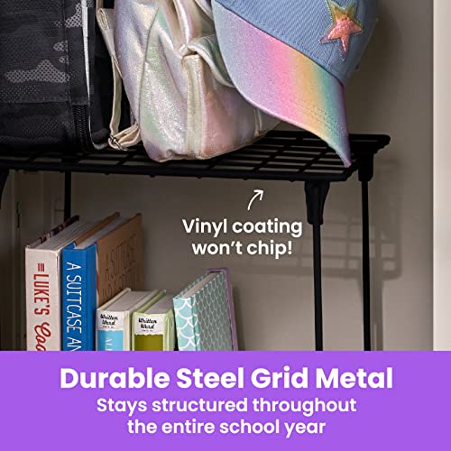 LockerMate Stac-A-Shelf Locker Organizer Shelf, Stackable, Extra Tall, Fits Standard Size School Lockers, Black - Thumbnail 3