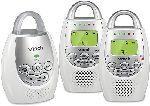 VTech DM221-2 Audio Baby Monitor with up to 1,000 ft of Range, Vibrating Sound-Alert, Talk Back Intercom, Night Light Loop & Two Parent Units, White