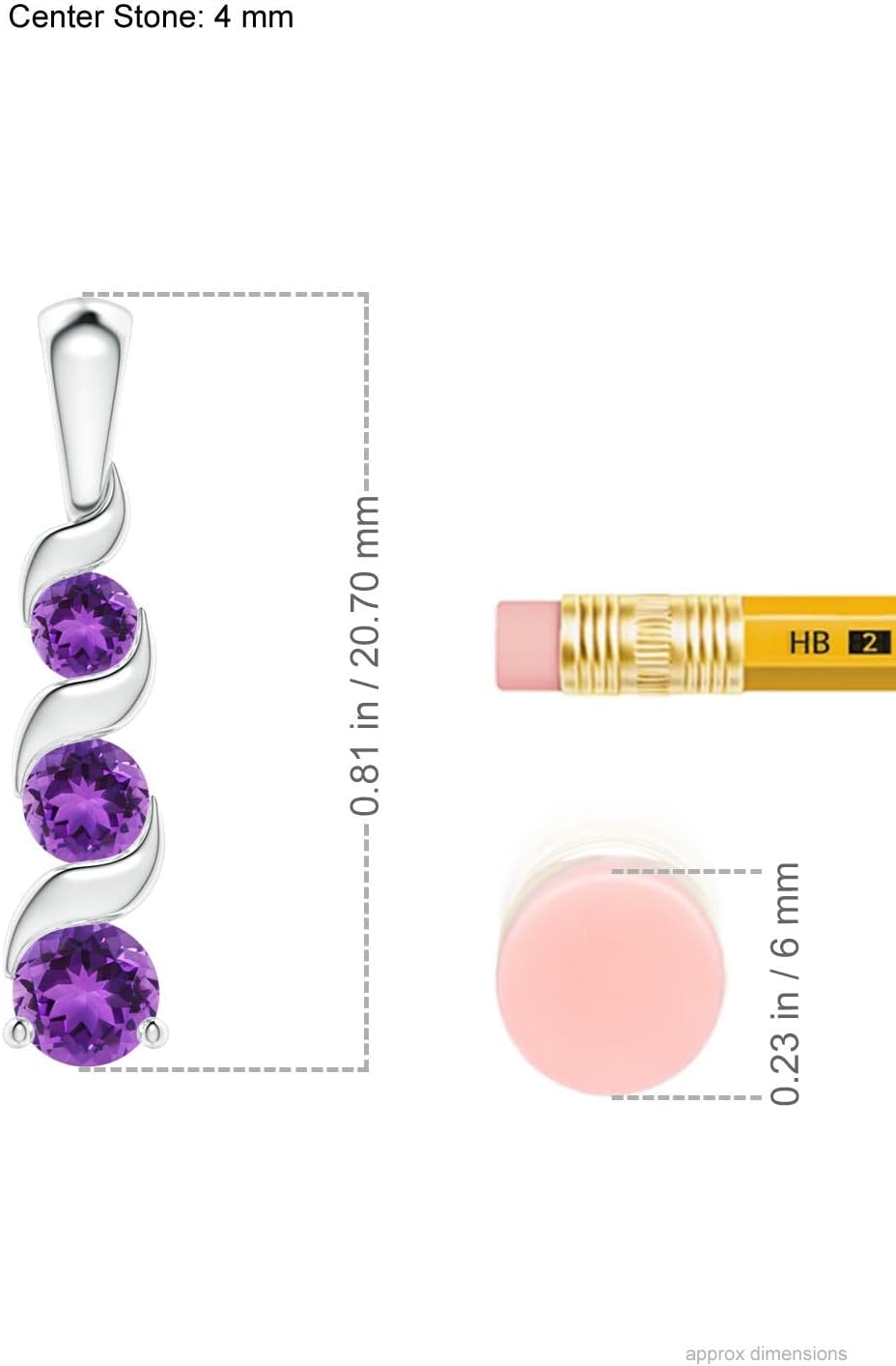 Angara Channel-Set Round Amethyst Three Stone Journey Necklace in Sterling Silver | Natural Amethyst Three Stone Pendant for Women | February Birthday, Gemstone Jewelry Gift - Image 3