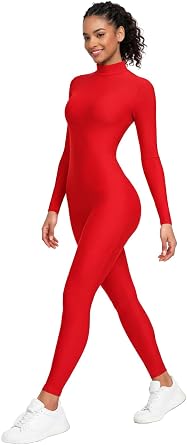 Adult High Neck Long Sleeve Dance Unitard for Women Bodysuits Full Body Leotard Spandex Catsuit