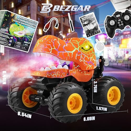 Image of BEZGAR Monster Truck Toys, 1:20 Remote Control Car with Spray, Light, Music
