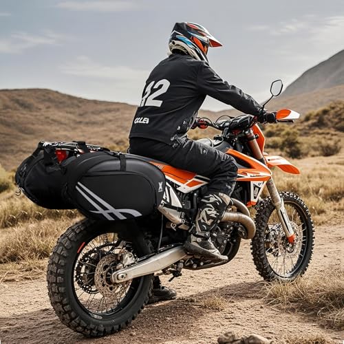 Vuudh Motorcycle Saddlebags 38L Waterproof Rear Rack Panniers for Motorcycle, Saddle Bags for Electric Bikes, Ideal for motorcycle riding, Travel, and Commuting - Black