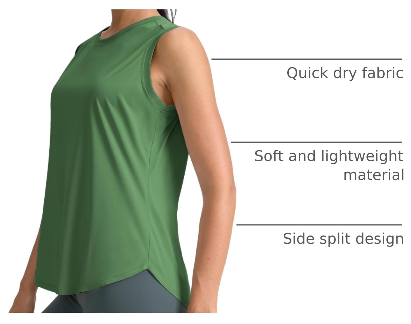  Women's Workout Tank Tops Athletic Gym Yoga Shirt | Lightweight, Breathable, Sleeveless, Loose Fit, Crew Neck, Moisture Wicking, Stretchy, Soft, Active, Tennis, Running Shirts thumbnail