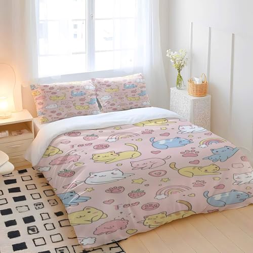 Housse de couette imprimée chat parure de lit enfant - 7