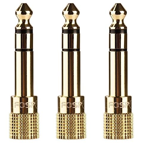 FosPower 6.35mm (1/4 inch) Male to 3.5mm (1/8 inch) Female 3-Conductor TRS AUX Stereo Audio Headphone Jack Adapter - 24K Gold Plated (3 Pack) Cover