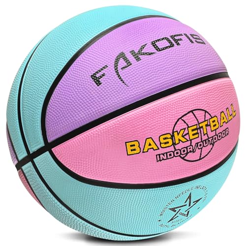 FAKOFIS Youth Basketball Size 5 (27.5) Premium Rubber Kids Basketball for Indoor Outdoor Backyard Park Pool Play Games (Gift for Children)