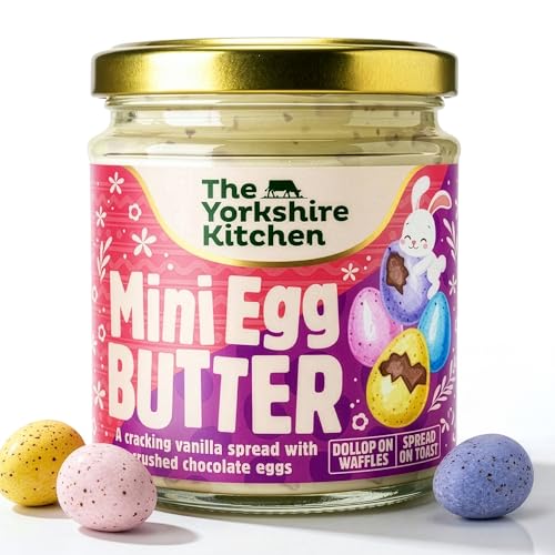 Mini Eggs Butter Spread (180ml) - Limited Edition Sweet Flavoured Butter with Crushed Mini Eggs | Breakfast Spread for Toast Pancakes Hot Cross Buns Waffles & Baking - The Yorkshire Kitchen