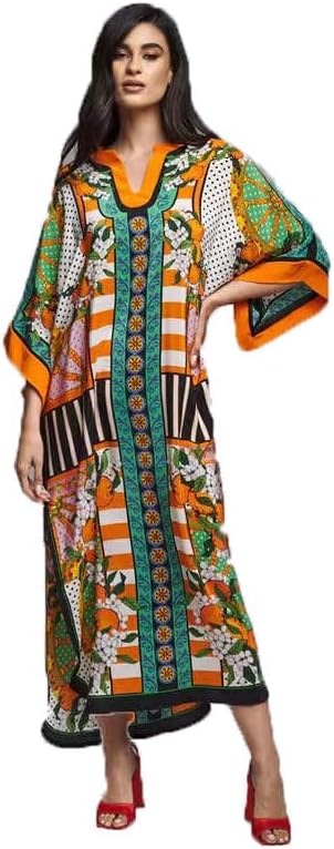 Printed Satin Silk Casual Wear Kaftan for Women,Boat Neck Silk Caftan Dress, Kaftan for Woman,Maxi Long Dress Gift for Kaftan