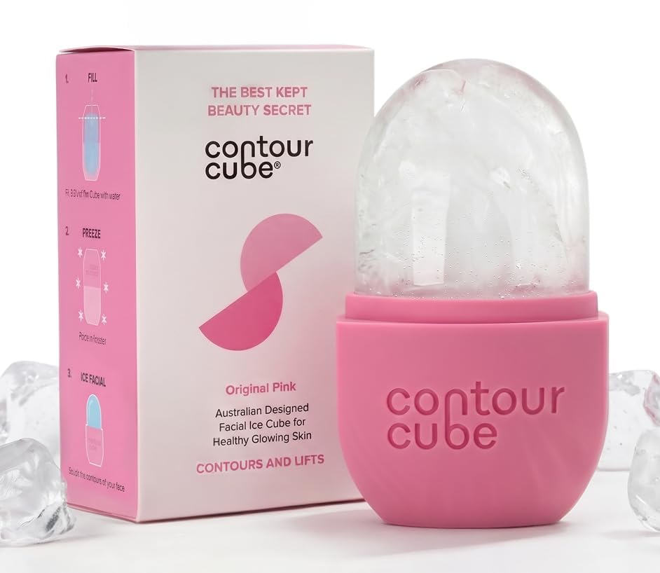 Contour Cube Facial Ice Cube for Healthy Glowing Skin Contours & Lifts Ice Roller for Sculpting & De-Puffing Ice Mold with BPA-Free Silicone Daily Skin Care Tools (180ml) - Original Pink