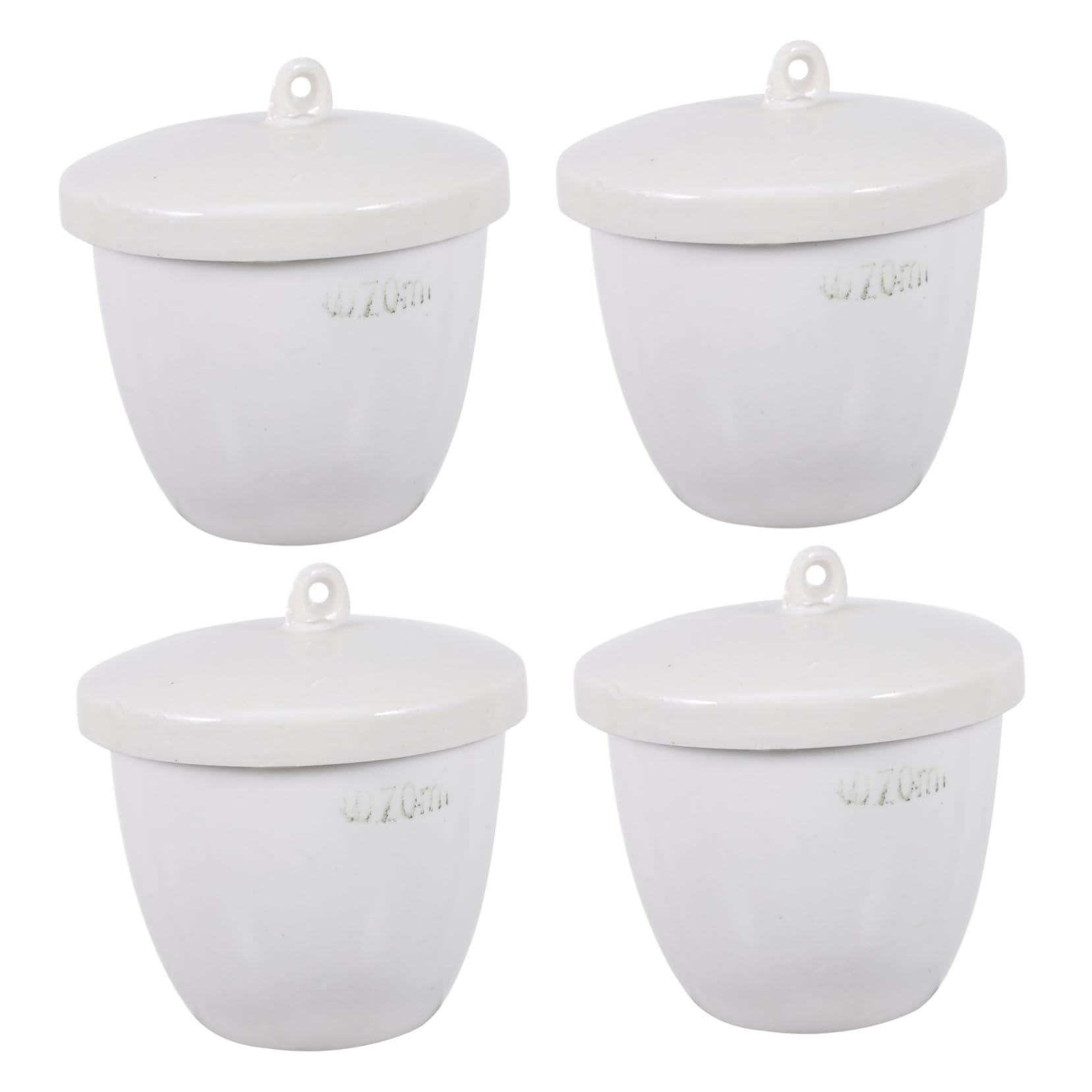 VALICLUD di Crogioli in Ceramica con Coperchio Isolamento Termico Set da 4 Pezzi Alta Resistenza alle Alte Temperature Capacità 70ml per Laboratori Chimici