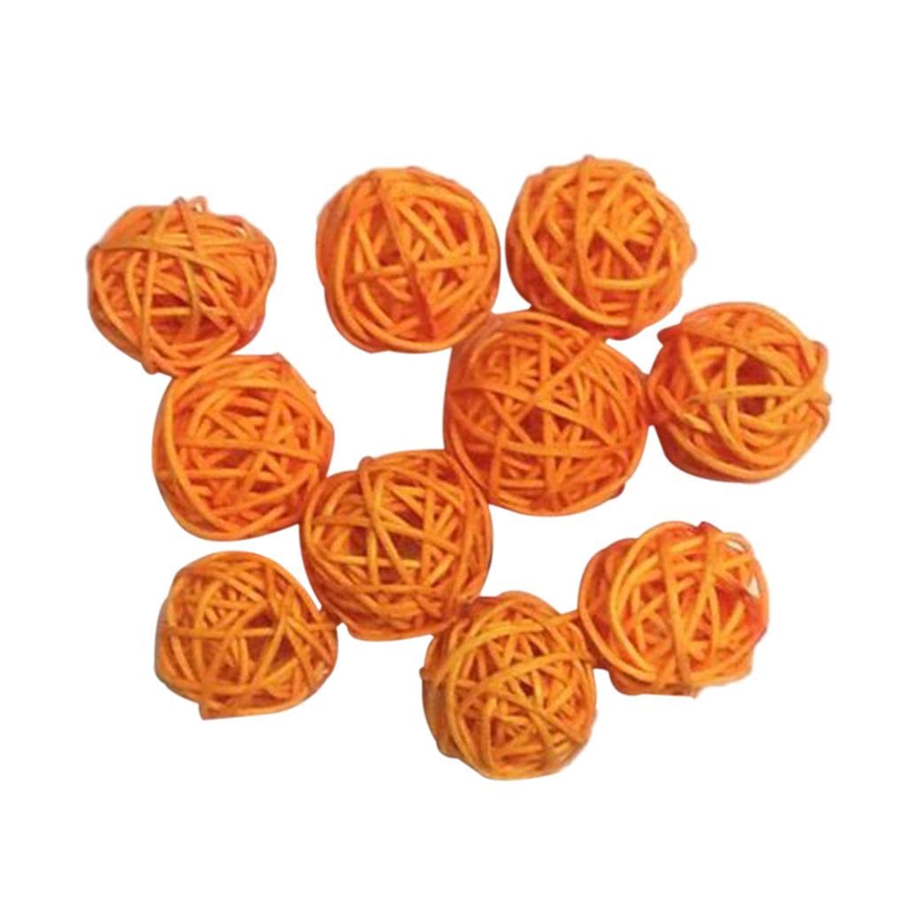Pleayietoopiatiey Orange 10Pcs 3 Cm Wicker Rattan Balls Xmas Wedding Party Decorative Crafts 10 Pcs