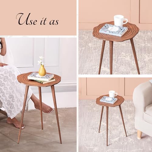 Image of nestroots Multipurpose Aluminium Nightstand Side Table for Bedroom | Bedside Table | Corner Table for Living Room Decor | Room Decoration Items | 21 Inches Height, Copper Finish