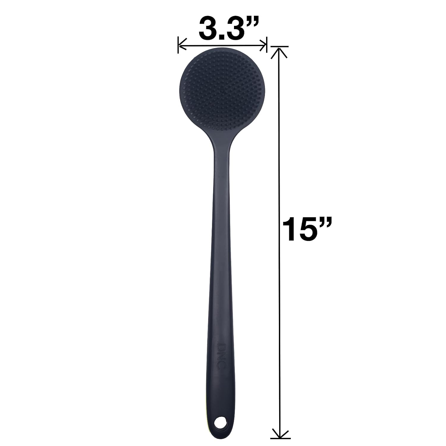 DNC Back Scrubber for Shower Soft Silicone Bath Body Brush with Long Handle (Black)