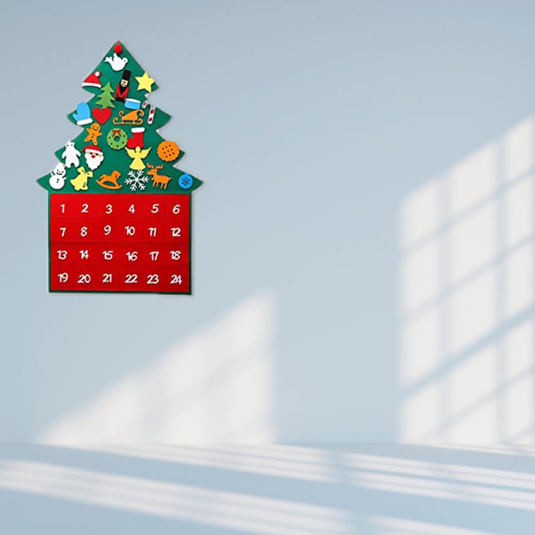 Calendrier De L'Avent Sapin En Feutre – 24 Poches Amovibles, Kit Créatif Enfant, Déco Noël Réutilisable