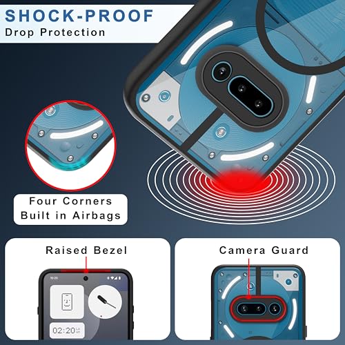 Image of CEDO Backcover for Nothing Phone 3a (5G) | Compatible with Magsafe Wireless Charging | Camera Protection Shockproof Case | Magnetic Ring Lock Transparent Acrylic Clear Backcase (Black)