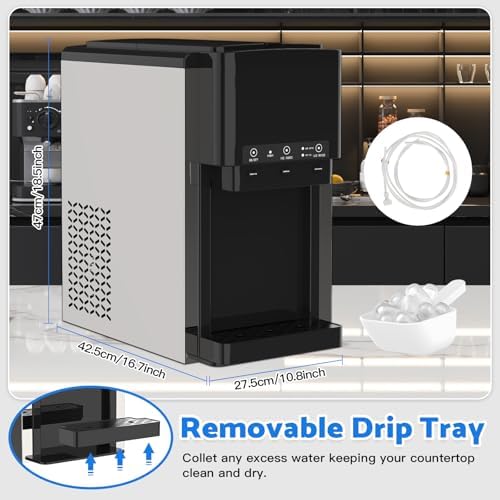 3-in-1 Countertop Ice Maker, 20KG/24H, Crushed Style Ice Crusher and Cube Maker, with Cold Water Dispenser