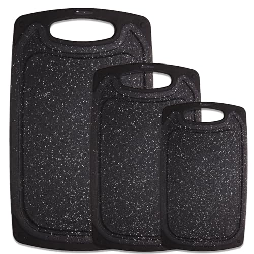 Set de 3 tablas de cortar rectangulares de plástico negro miniatura 1