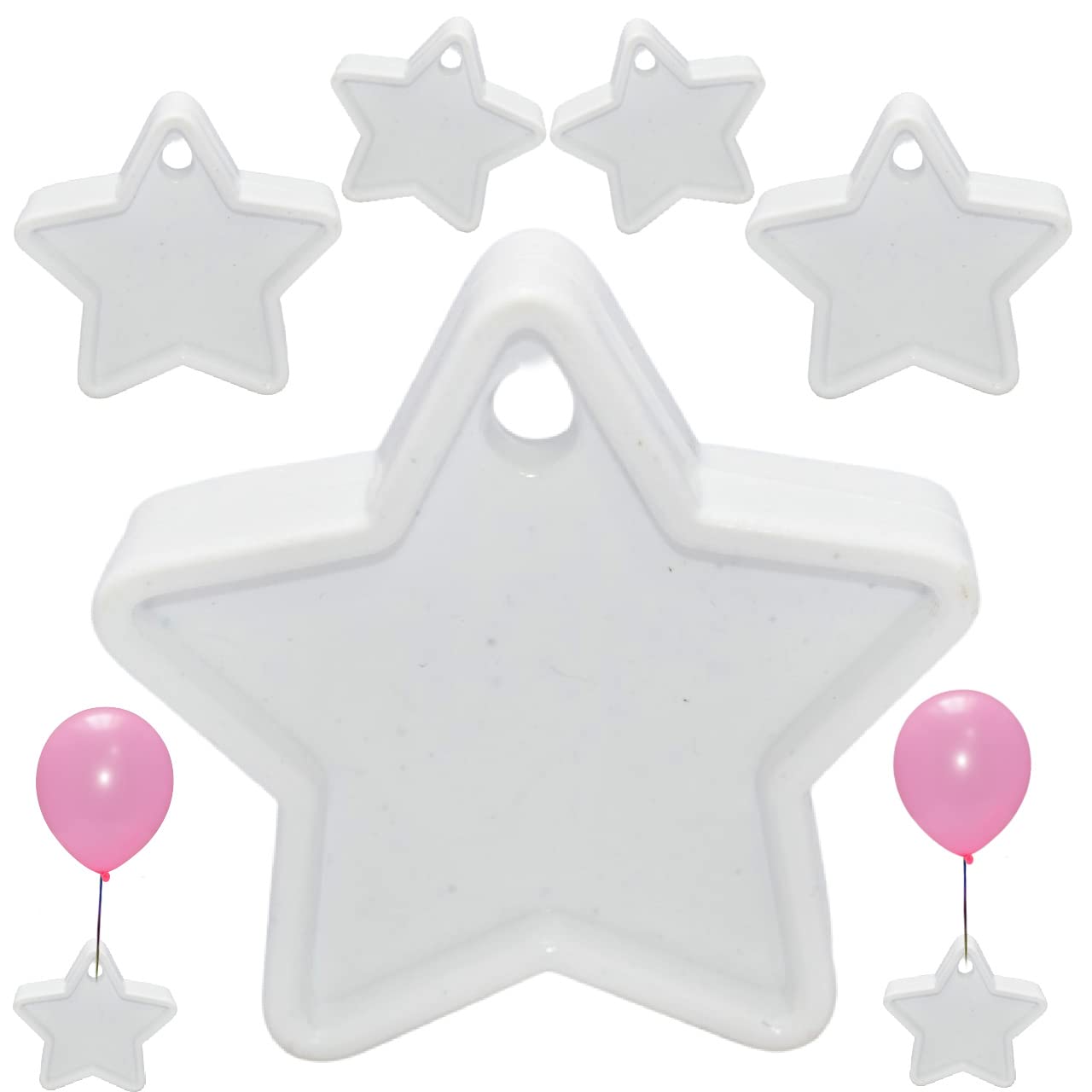Pannu Design Colorful Helium Balloon Weights Star Shaped Balloon Weights Plastic Balloon Pack of 5,10 and 25 Weights for Balloons Birthday Wedding Party Decorations Supplies (White, 25)
