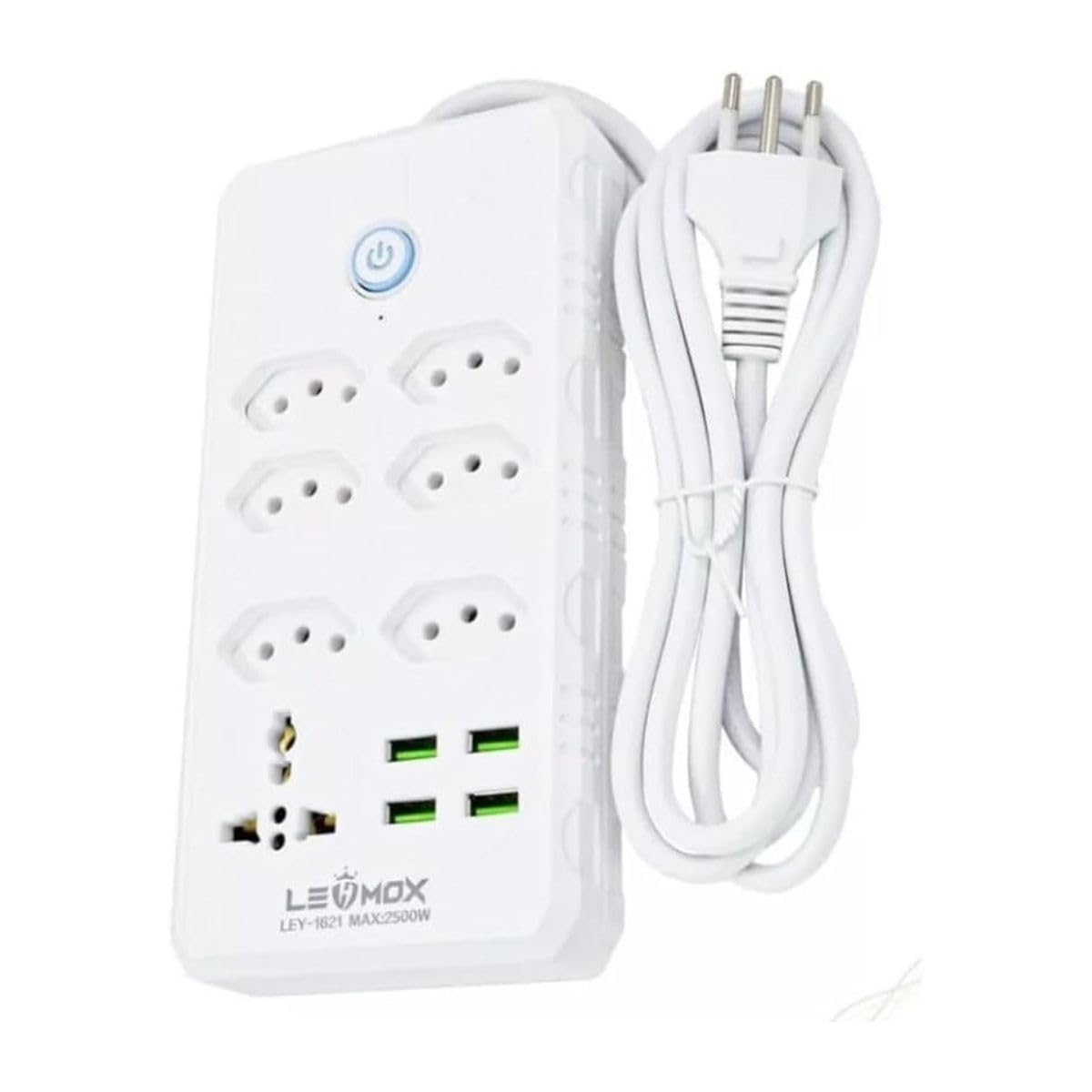Extensão Tomada 6 Saídas, 4 USB, 1 Universal, Cabo 2m, Filtro de Linha Bivolt 2500W,