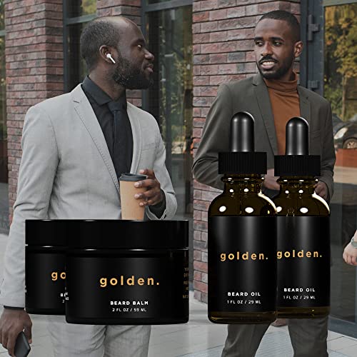 Golden Grooming Company Beard Double Pack For Men, Beard Oil & Balm, 2 Pack Each, Beard Styling #TOP1