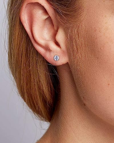 Stainless Steel Stud Earrings for Women Extra Long Post Earrings Cubic Zirconia Moonstone Hypoallergenic Earrings Studs for Sensitive Ears4