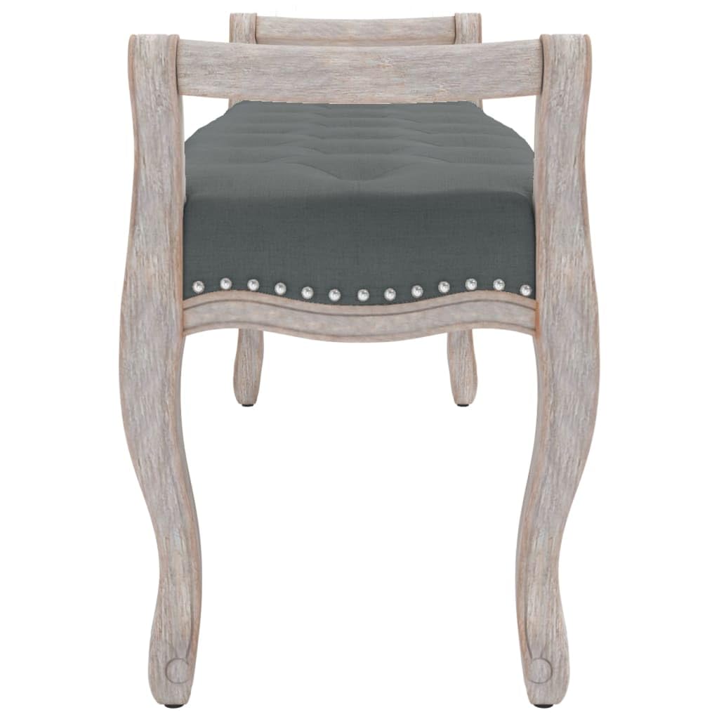 Ławka do siedzenia, ciemnoszara, materiał z tapicerką, 110 x 45 x 60 cm, nogi z litego drewna, antypoślizgowe podkładki filcowe, uniwersalna ławka do korytarza, salonu, jadalni, jako taboret i półka