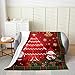 Christmas Plush Throw Blanket Kids Cartoon Santa Claus Flannel Fleece Blanket Set for Sofa Couch Christmas Tree All Season Bed Blanket Breathable Snowman Room Decor Twin 60