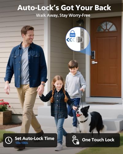 Image of Philips Wi-Fi Smart Lock with Handles, Built-in WiFi Keyless Entry Front Door Lock Set, Keypad Deadbolt with Handle, App Fingerprint Code Unlock, Auto Locking, Remote Control & Voice Unlock, Nickel