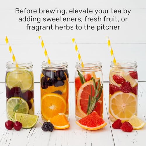 Image of HomeCraft 3-Quart White Stainless Steel Cafe' Iced Tea And Iced Coffee Brewing System, 12 Cups, Strength Selector & Infuser Chamber, Perfect For Lattes, Lemonade, Flavored Water, Large Pitcher