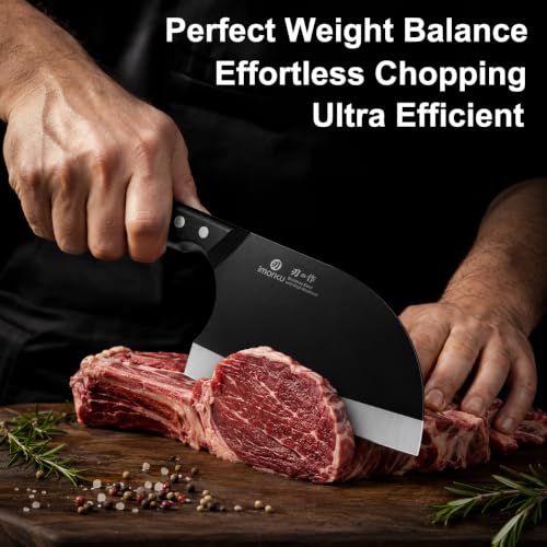 Image of imarku 6.7 inch Butcher Knife, Serbian Cleaver Knife Japanese Steel, Dad Gifts