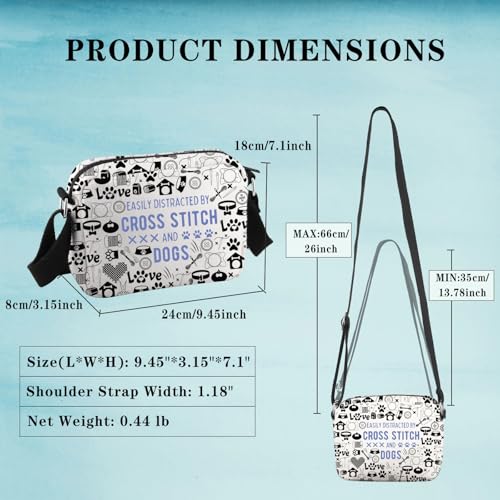 Cross Stitch & Dogs Lover Gift Cross Stitch Project Bag Easily Distracted By Cross Stitch & Dogs Crossbody Bag2