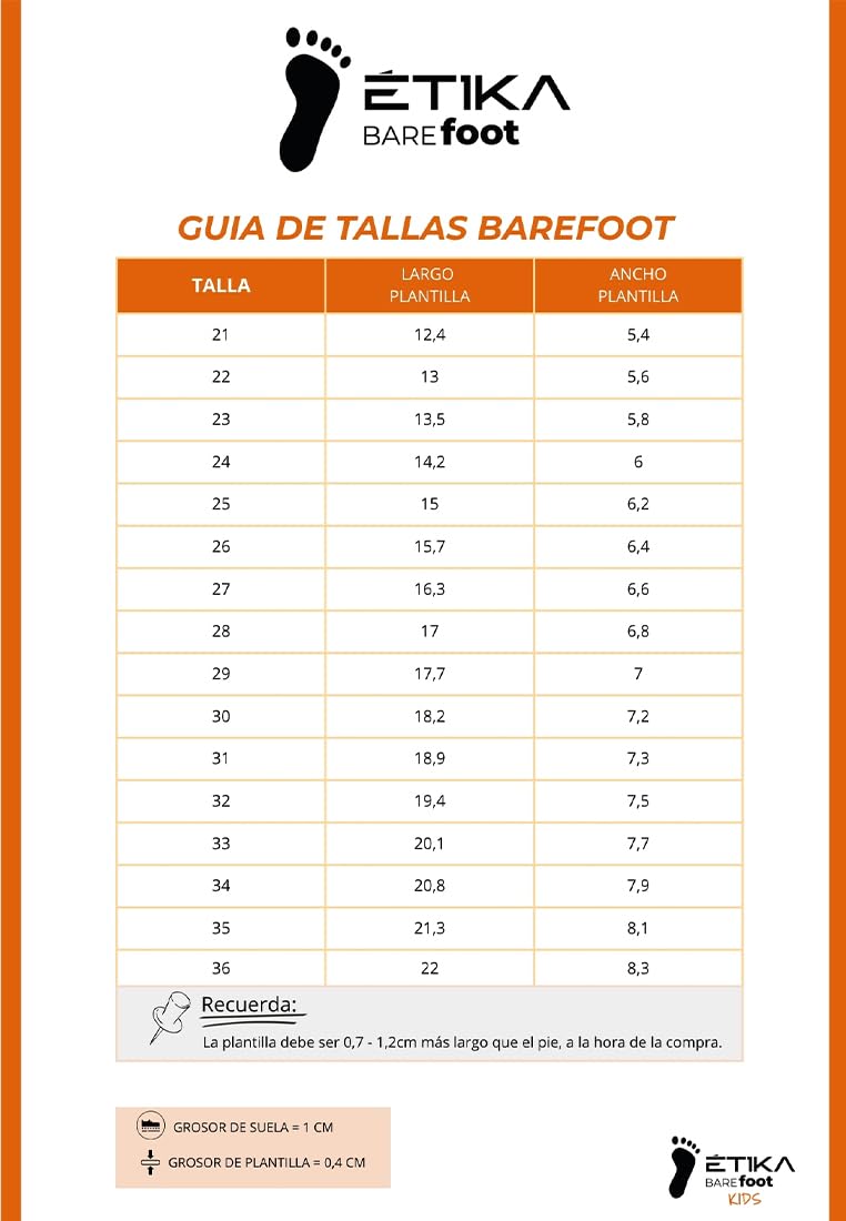 Zapatillas Barefoot Etika Kids para Niño, Calzado Respetuoso Flexible con Puntera Ancha y Autocierre